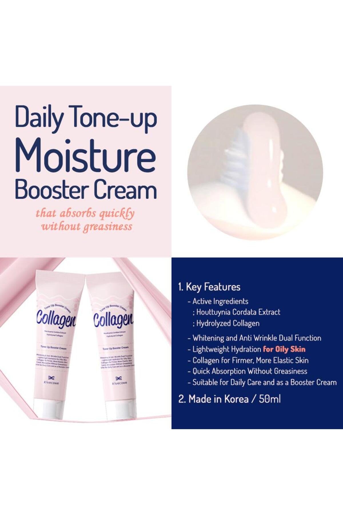 RIVECOWE Bariyer Güçlendirici Kolajen Krem / Collagen Tone‑up Güçlendirici Cream - ürün görseli 7 | Cushion / Fondöten